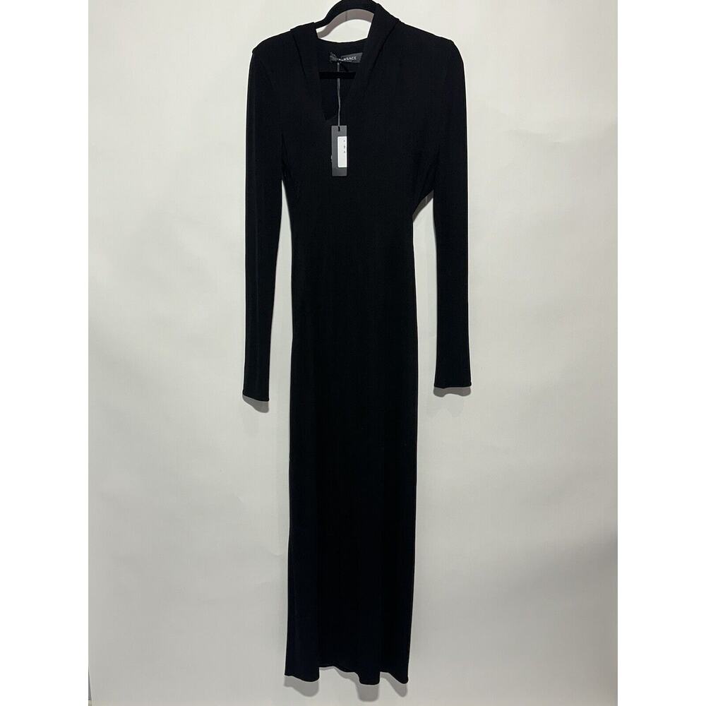 NWT Versace Runway Black Maxi Dress IT 38 US 2 Hooded Cut Out $3,475 - Picture 7 of 16